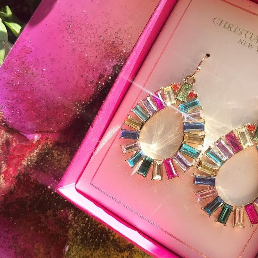 Multicolor Gemstone DropEarrings NWT